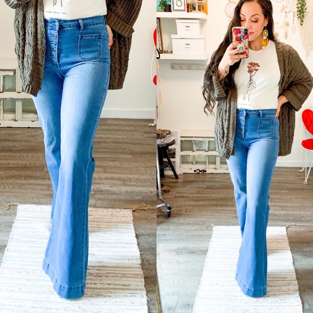 Button Fly Bell Bottom Pants